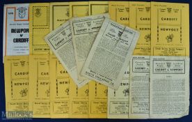 1949-1976 Newport v Cardiff Rugby Programmes (19): Feb 1949, Feb 1953(2), Oct 1954, Feb & Nov