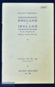 1947 England v Ireland amateur international match programme 8 February 1947 at Southport; fair/
