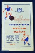 1937 Scotland v England international programme at Hampden Park 17 April 1937; NB: A record crowd