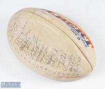 1990s Signed England Squad Rugby Ball: Unused uninflated full size Gilbert 'Murrayfield' Rugby
