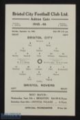 1945/46 Bristol City v Bristol Rovers Div. 3 South League match programme (1st home) 1 September