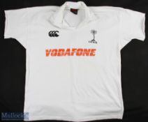 1995 Fiji Match Worn Rugby Jersey, No.10: Large, sleeves cut short, Canterbury make, Vodafone