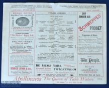 Very Rare 1910 England v Ireland Rugby Programme: From 12th February 1910, the standard then-new