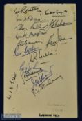 Rare 1951/2 SA Springbok Rugby Tour Autograph Book Page: From the 'Grand Slam' tour, their test