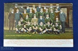 1906 SA Springboks Coloured Rugby Postcard: The well-known, attractive image from the first SA UK