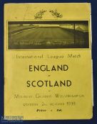 1938 International League match England v Scotland 2nd November 1938 at Wolverhampton Wanderers;