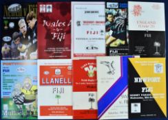 1970-1995 Fiji in the UK Rugby Programmes (11): to inc v England U-25s 1970, Swansea 1973 & 1985,