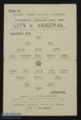 1945/46 War League South Leicester City v Arsenal match programme 26 January 1946, single sheet;