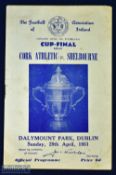 FA of I 1951 cup final replay match programme Cork Athletic v Shelbourne at Dalymount Park, 29 April