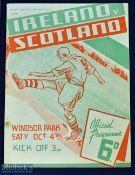1947 Ireland v Scotland full international match programme 4 October 1947 at Windsor Park,