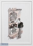Manchester United - Kenneth Mahood (1930-2020) Signed Original Artwork - Football Sketch in pen