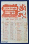 1945/46 Manchester Utd v Burnley Lancashire Cup final match programme at Maine Road, single sheet;