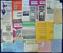 Selection of Scottish programmes to include 1951/52 Arsenal v Rangers, 1956/57 Hearts v Dundee,