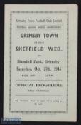 1945/46 War League North Grimsby Town v Sheffield Wednesday match programme 27 October 1945, 4