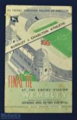 1947 FAC final Burnley v Charlton Athletic match programme at Wembley; foxing, fair condition.