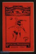 1936/37 Arsenal v Grimsby Town Div. 1 football programme, Inauguration of the East Stand at Highbury