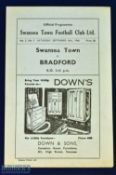 1946/47 Swansea Town v Bradford Park Avenue Div. 2 match programme; good.