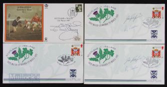 1987/1989 Scottish Rugby Union Signed First Day Covers (4): FDCs from Scotland v Wales, 1987 & three