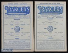 1953/54 Rangers v Hearts SLC 12 August 1953; Rangers v Hearts Scottish League 31 October 1953;