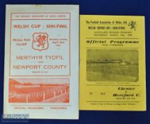 1951 Welsh Cup s/f Merthyr Tydfil v Newport County 23 April 1951 at Cardiff City, 1958 Chester v
