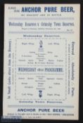 1901/02 Sheffield Wednesday v Grimsby Town Midland League match programme 9 November 1901