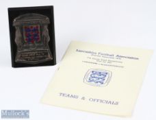 1970/71 FA County Youth Cup Competition Lancashire v Gloucestershire Final Plaque with enamelled