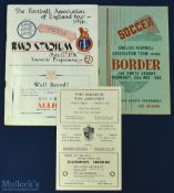 1956 Football Association of England football tour of South Africa, football programmes to include v