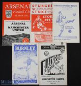 1951/52 Manchester Utd Championship season away match programmes v Arsenal, Blackpool, Burnley,
