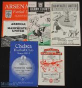 1951/52 Manchester Utd away match programmes to include Derby County, Arsenal, Liverpool, Chelsea,