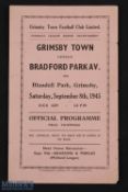 1945/46 War League North Grimsby Town v Bradford Park Avenue, 4 pager, 8 September 1945; fair
