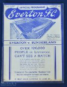 Pre-War 1937/38 Everton v Sunderland (FA Cup) Programme 22 January 1938 in excellent condition, no