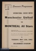 1952 Tour of USA/Canada; Montreal All Stars v Manchester Utd 12 page match programme, played in