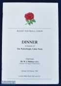 1996 England v Wales 1996 Signed Dinner Booklet: Signatures including Howley, Charvis, Gareth