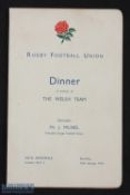 1935 England v Wales Rugby Dinner Menu: Classic unchanging RFU Menu for the 1935 Wales game.