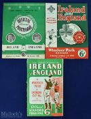 Selection of Ireland v England full international match programmes 1948, 1950, 1954 at Windsor