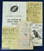 1953-4 NZ tour of U.K. & France Itineraries (5): Five different small guides to the games. Mixed,