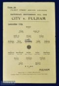 1945/46 Leicester City v Fulham league south match programme 15 September 1945 at Filbert Street;