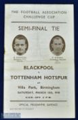 1948 FAC s/f programme Blackpool v Tottenham Hotspur at Villa Park 13 March 1948; fair condition.