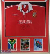 Signed Framed Martin Johnson 'Victorious Lions 1997' Jersey: 40” x 34.5” overall, superbly