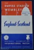 1938 England v Scotland full international match programme at Wembley 9 April 1938. NB: England