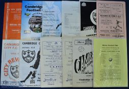 Selection of Cambridge City home match programmes 1957 v Cambridge Utd (Cambs Invitation Cup final),
