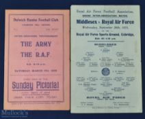 Pre-war inter association/services match programmes 1923 Royal Air Force v Middlesex 26 September