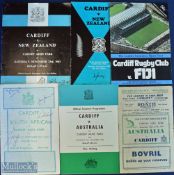1947-1985 Cardiff v Tourists Rugby Programmes (6): v Australia 1947 (worn but v collectable) and