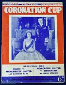 1953 Coronation Cup S/Fs Celtic v Manchester Utd at Hampden Park 16 May 1953 match programme (also