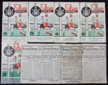 Selection of Fulham home match programmes 1946/47 Sheffield Wednesday (poor), WBA, 1947/48 Sheffield
