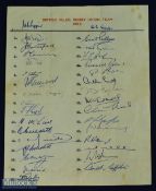 Rare 1955 British & Irish Lions in SA Rugby Autograph Sheet: Lovely, clear, headed sheet with the