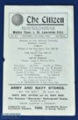 1926 at York City: Malton Town v St Lawrence WMC--York Senior Cup final match programme 3 April 1926