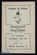 1950-51 Barnsley v Haarlem Football Programme 19th May 1951 festival of Britain
