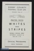 1946/47 1st game after WW2 at Derby County, practice match programme Whites v Stripes 24 August 1946