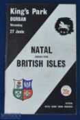Scarce 1962 British and Irish Lions Rugby Programme: The issue from Natal's match v the tourists,